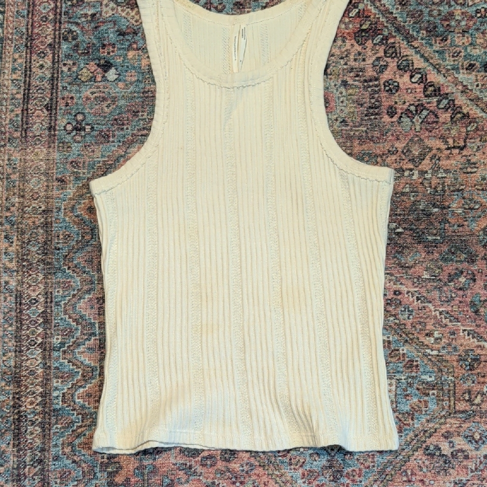 Anthropologie Cream Ribbed Tank Top